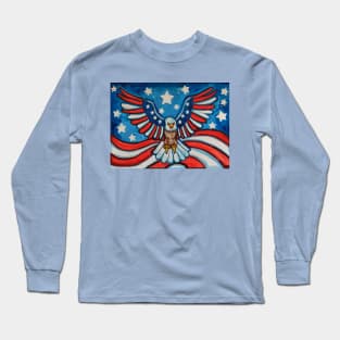 Flying Patriotic Eagle of American Flag Long Sleeve T-Shirt